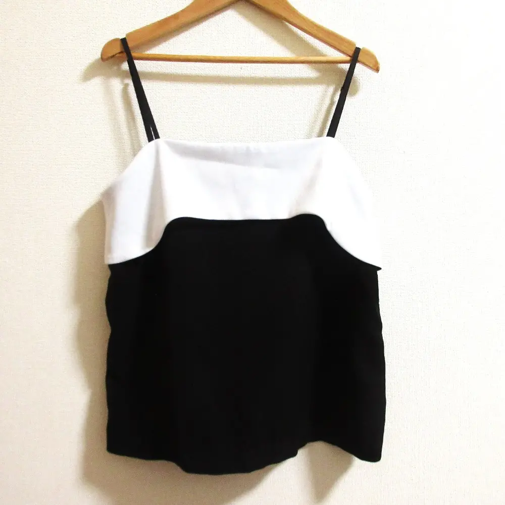 24SS BORDERS at BALCONY ボーダーズアットバルコニー TWILL CAMI TOP キャミソール ビスチェ BD2411B-3Q-72 サイズ36 ブラック