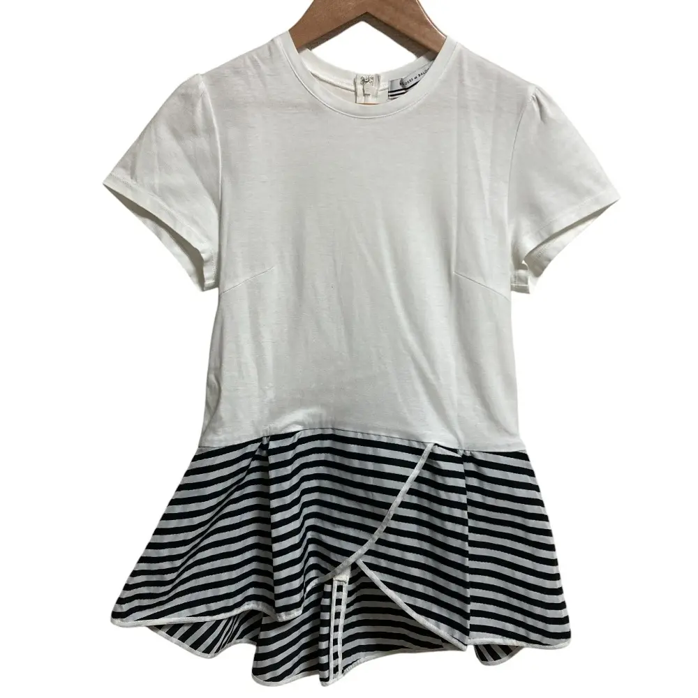 BORDERS at BALCONY ボーダーズアットバルコニー PEPRUM TEE 半袖 ペプラム カットソー BD1811-2C-01 サイズ36 ホワイト