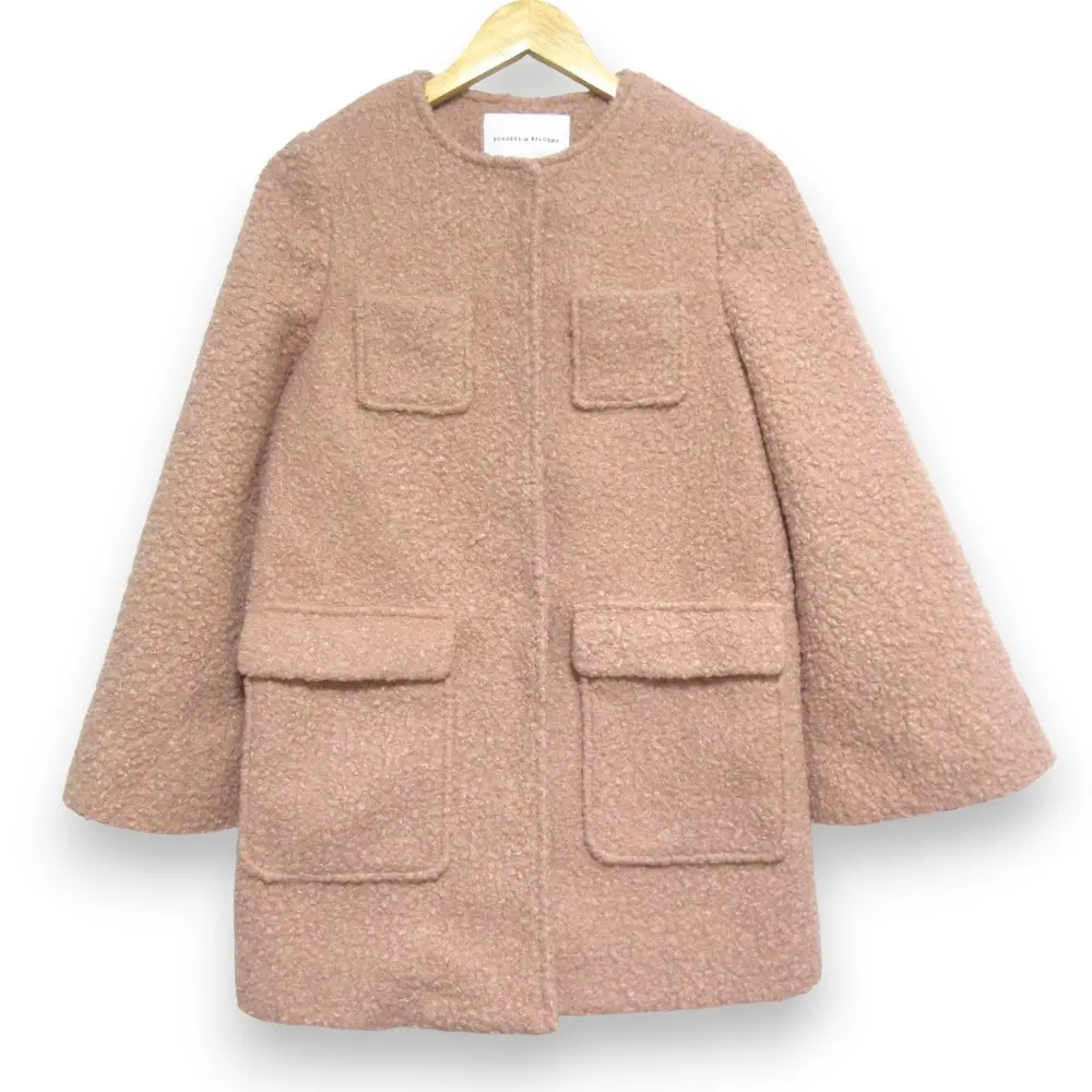 BORDERS at BALCONY ボーダーズアットバルコニー POODLE MIDI COAT ノーカラーコート BD1921-3A-29 サイズ36 ピンク