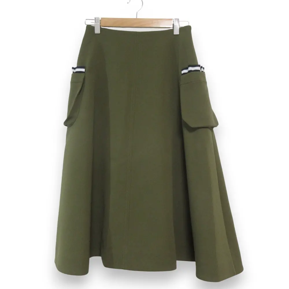 BORDERS at BALCONY ボーダーズアットバルコニー サイドポケットスカート サイズ36 カーキ