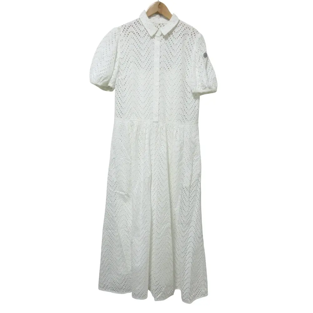 BORDERS at BALCONY ボーダーズアットバルコニー 半袖 ロング レースワンピース BD2111-3E-23 38 ホワイト