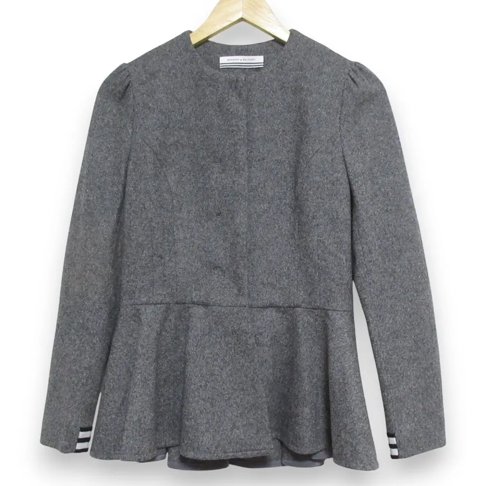 BORDERS at BALCONY ボーダーズアットバルコニー ウール ペプラム ジャケット BD2021-2B-16 サイズ36 グレー