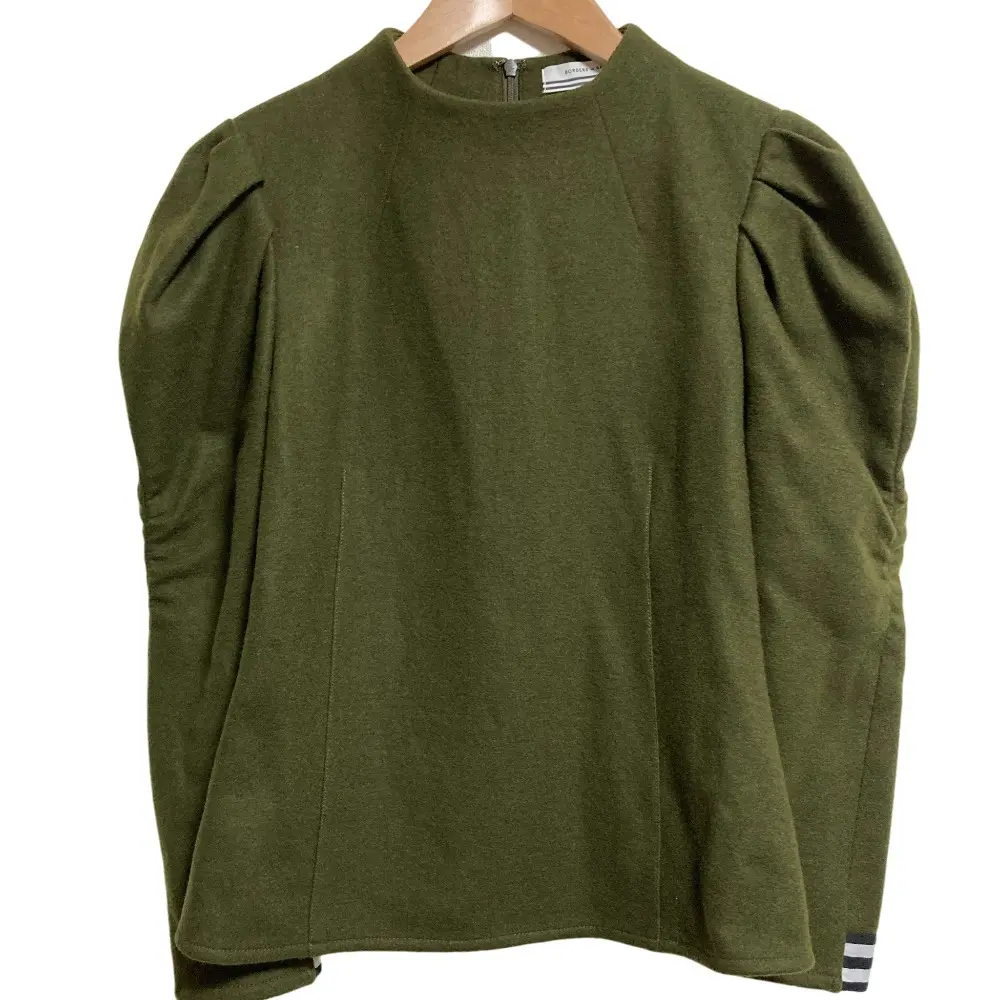 22AW BORDERS at BALCONY ボーダーズアットバルコニー GRACE SHOULDER WOOL TOP 長袖 ブラウス プルオーバー サイズ38 カーキ