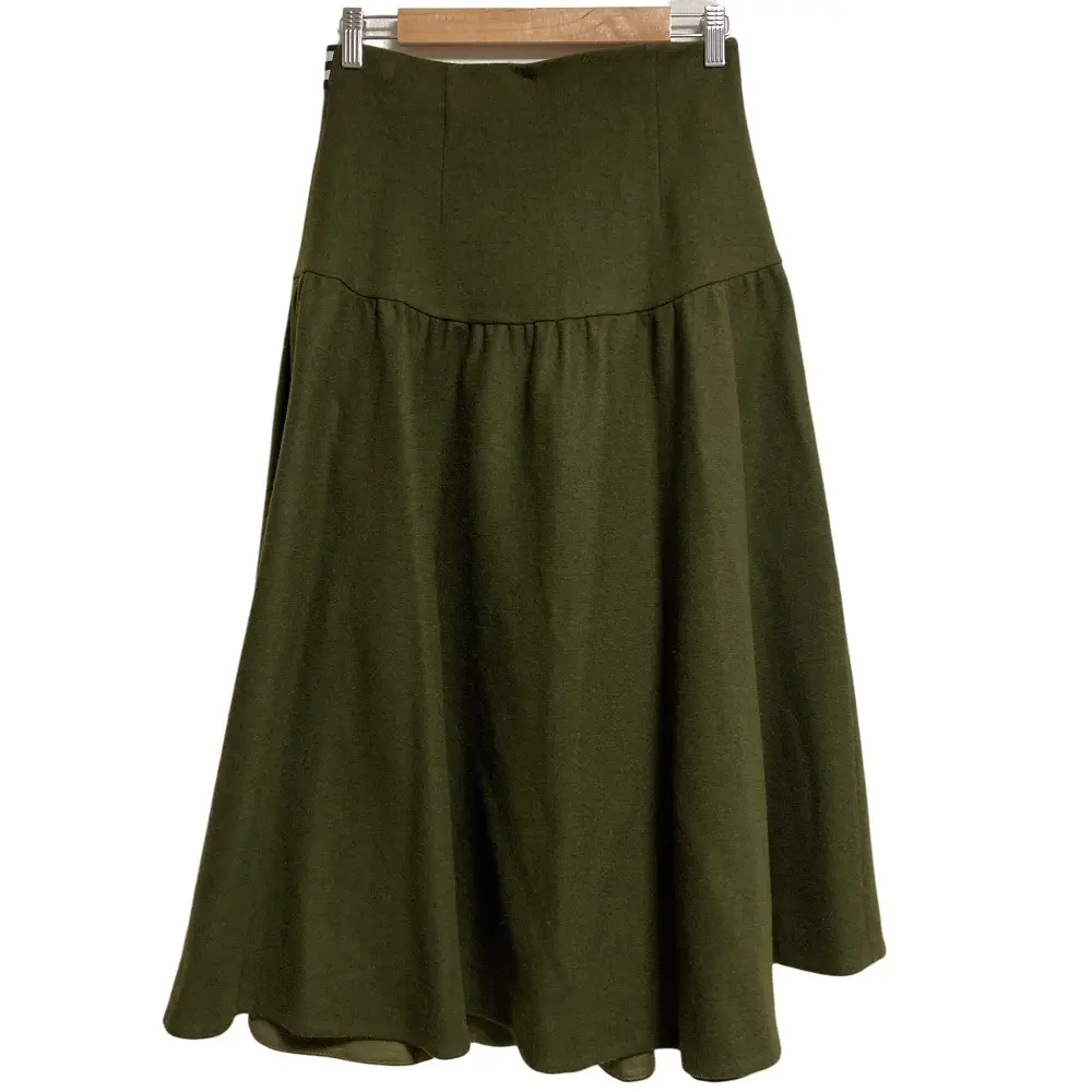 22AW BORDERS at BALCONY ボーダーズアットバルコニー FLARE WOOL SKIRT フレア ロングスカート BD2221-3H-39 サイズ38 カーキ