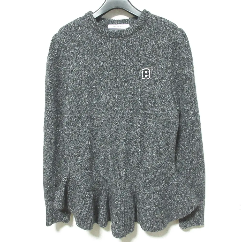 22AW BORDERS at BALCONY ボーダーズアットバルコニー カシミヤ ペプラムニットセーター BD2221-1B-42 38 ダークグレー