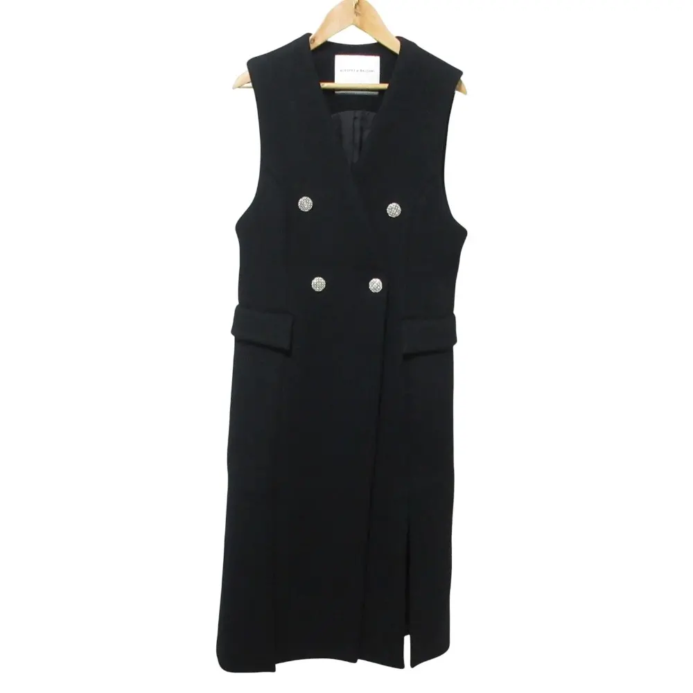 BORDERS at BALCONY ボーダーズアットバルコニー ダブルブレステッドジレ ロングベスト BD2121-3A-10 36 ブラック