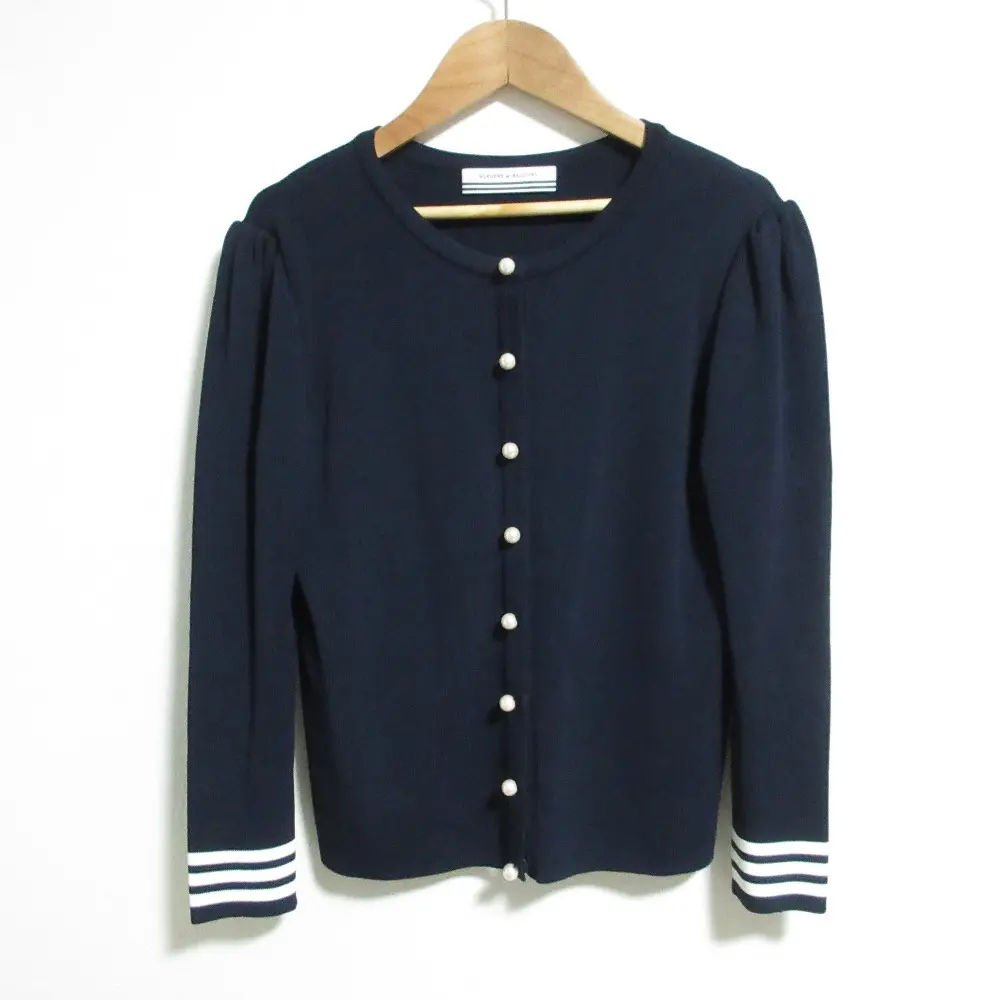 BORDERS at BALCONY ボーダーズアットバルコニー 伊勢丹別注 PEARL CARDIGAN カーディガン BD2121I-1A-01 サイズ38 ネイビー