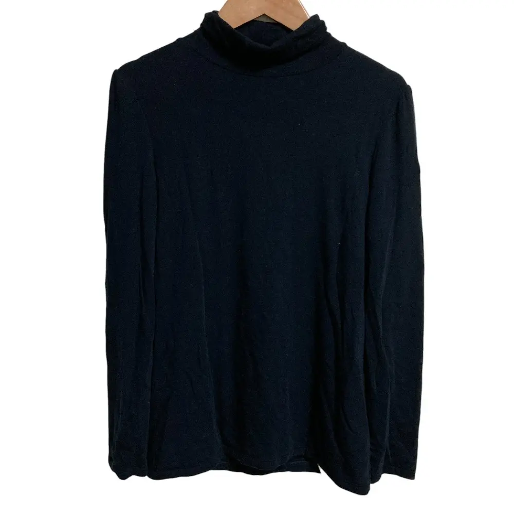 BORDERS at BALCONY ボーダーズアットバルコニー カシミヤブレンド 長袖 ハイネック カットソー サイズ38 ブラック