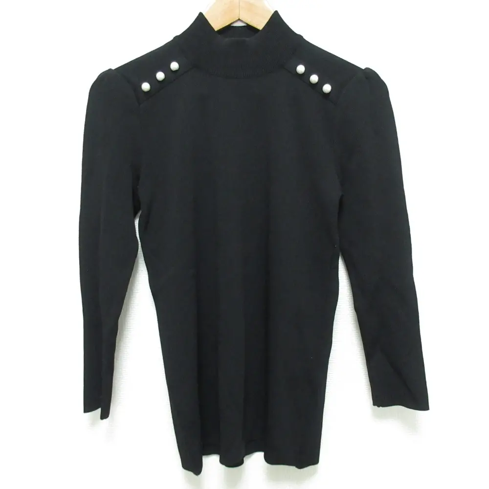 BORDERS at BALCONY ボーダーズアットバルコニー 定番PEARL TOP レーヨンニットカットソー BD1121-1B-02 サイズ38 ブラック