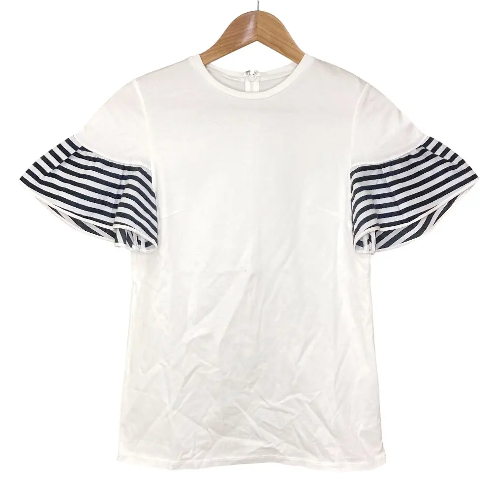 BORDERS at BALCONY ボーダーズアットバルコニー GATHERED SLEEVES TEE カットソー BD1911-2C-39 サイズ36 ホワイト