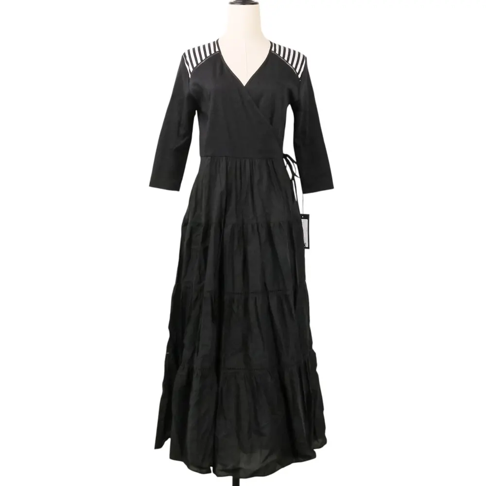 BORDERS at BALCONY ボーダーズアットバルコニー BALLERINA MAXI DRESS BLACK ロングワンピース BD1911-3E-45 サイズ36 ブラック