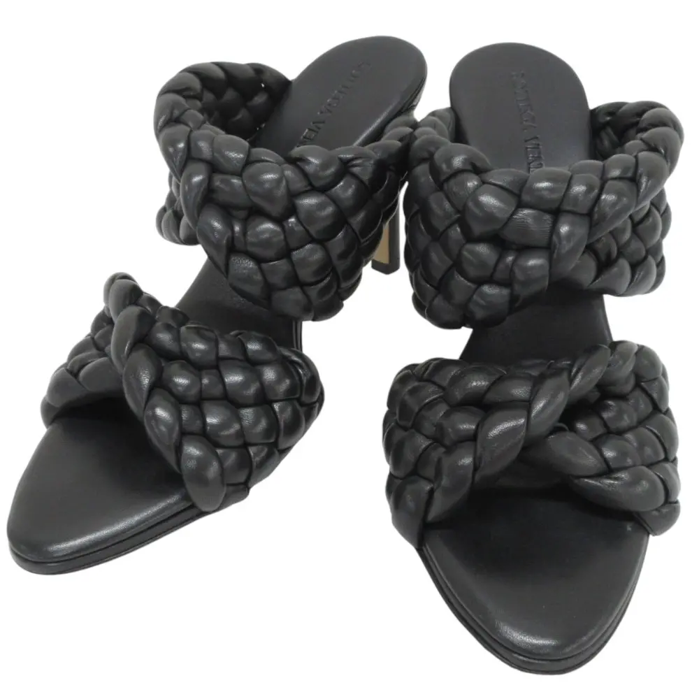 Bottega Veneta ボッテガヴェネタ ナッパレザー BV カーブサンダル ハイヒール 37/24cm相当 ブラック