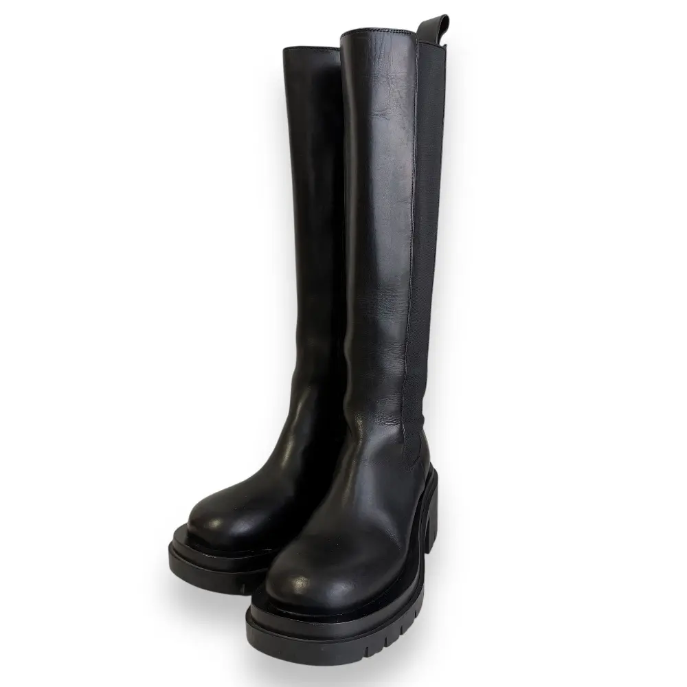 Bottega Veneta ボッテガヴェネタ レザー サイドゴア ラグブーツ ロングブーツ 36 23cm相当 ブラック