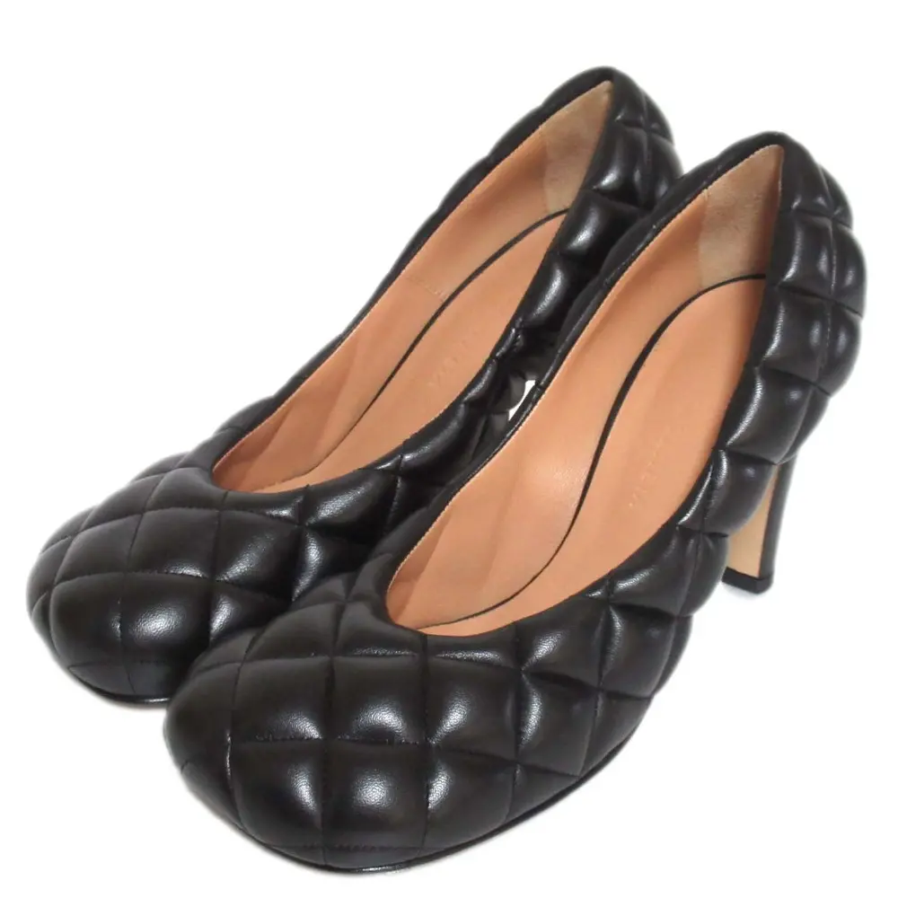 BOTTEGA VENETA ボッテガヴェネタ パデッドカセット キルティング ナッパレザー ハイヒール パンプス 36.5 23.5cm相当 ブラック