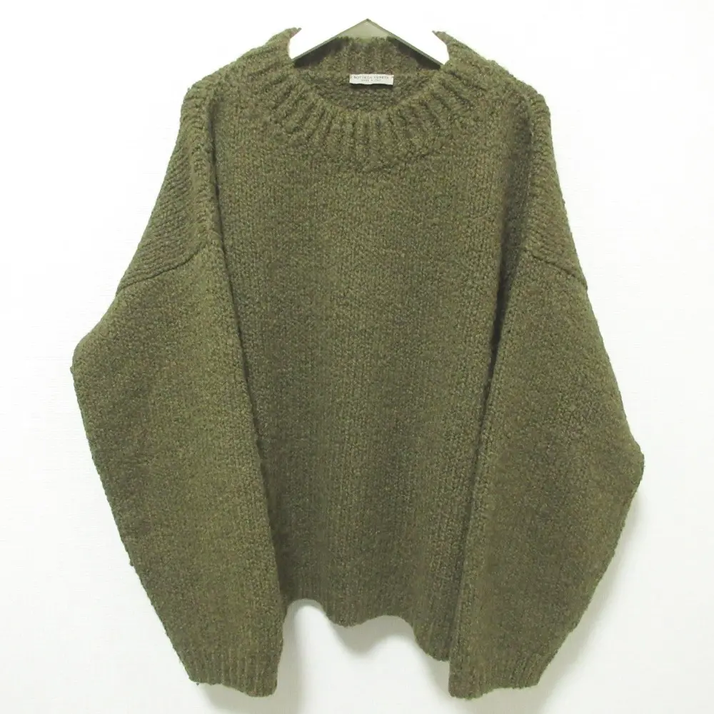 Bottega Veneta ボッテガヴェネタ アルパカ×ウール 長袖 クルーネック ニット セーター オーバーサイズ 38 カーキ