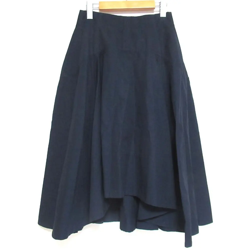 22AW BOTTEGA VENETA ボッテガヴェネタ COMPACT COTTON SKART コットン フレアスカート 720890 V2BLO 36サイズ ネイビー
