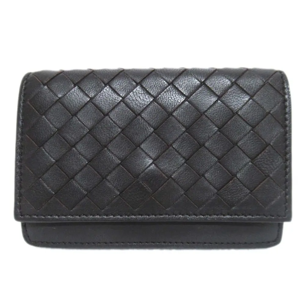 BOTTEGA VENETA ボッテガヴェネタ レザー イントレチャート カードケース ダークブラウン