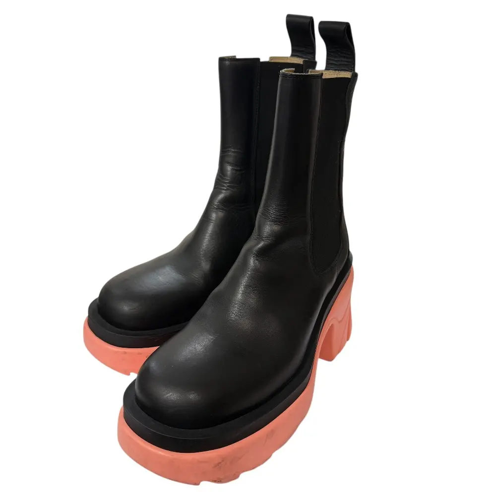 BOTTEGA VENETA ボッテガヴェネタ レザー ラグブーツ サイドゴア チェルシーブーツ 37 24cm相当 ブラック