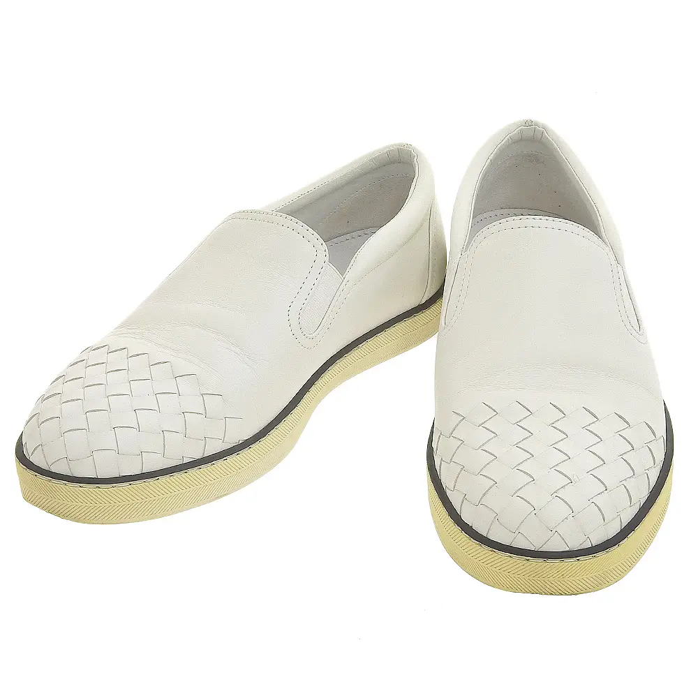 Bottega Veneta ボッテガヴェネタ イントレチャート スリッポン スニーカー 38 約25cm ホワイト