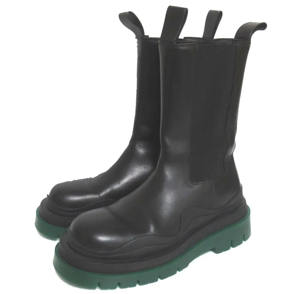 BOTTEGA VENETA ボッテガヴェネタ タイヤ ラグブーツ サイドゴア チェルシーブーツ 39サイズ 26cm ブラック×グリーン