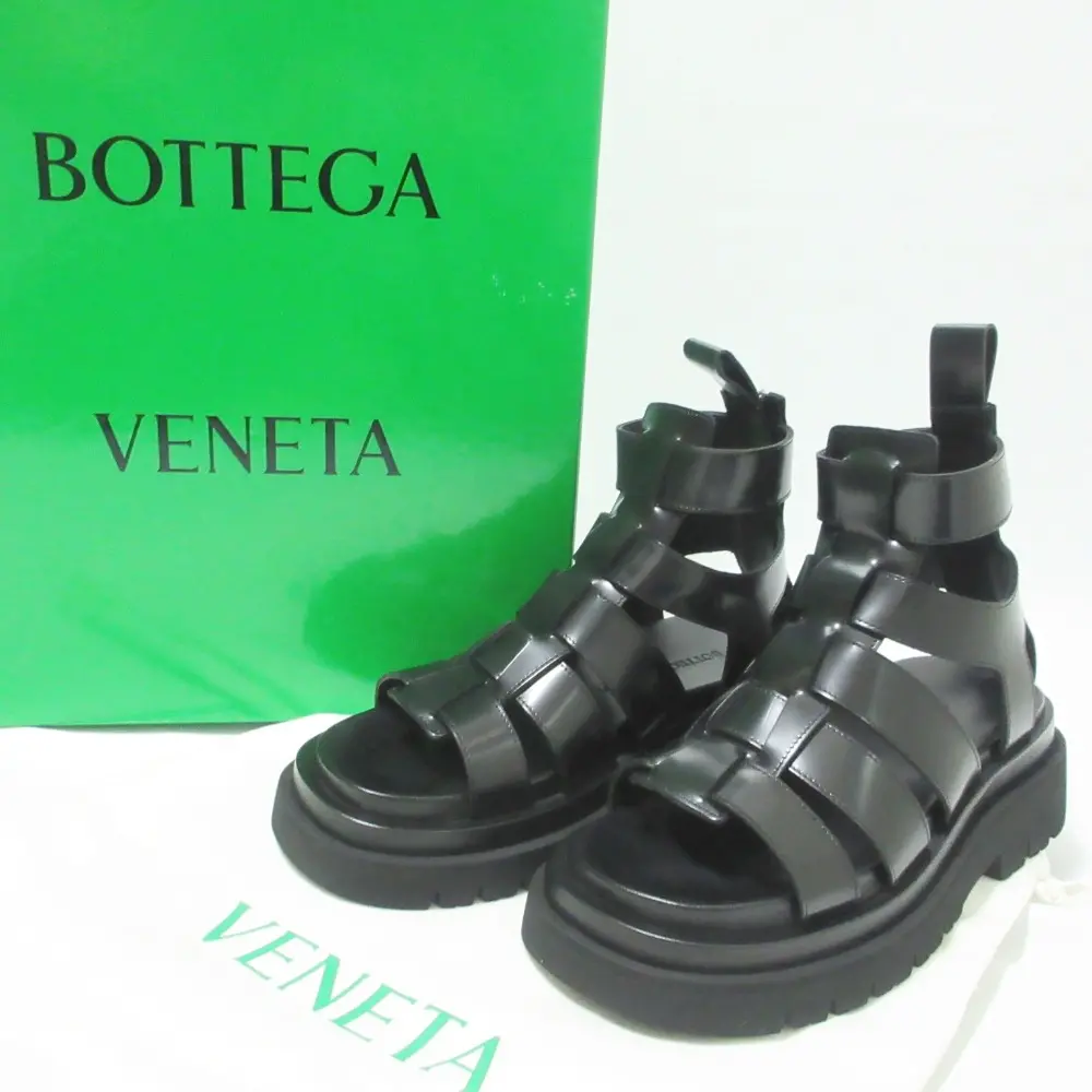 BOTTEGA BENETTA ボッテガヴェネタ LUG レザー サンダル 37 約23.5cm ブラック