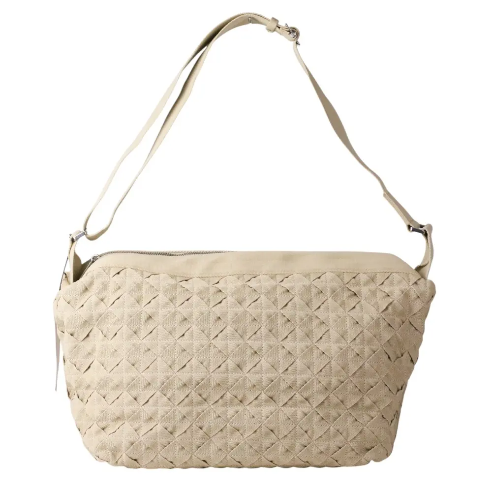 BOTTEGA VENETA ボッテガヴェネタ イントレチャート ウェビングライン キャンバス ショルダーバッグ ベージュ