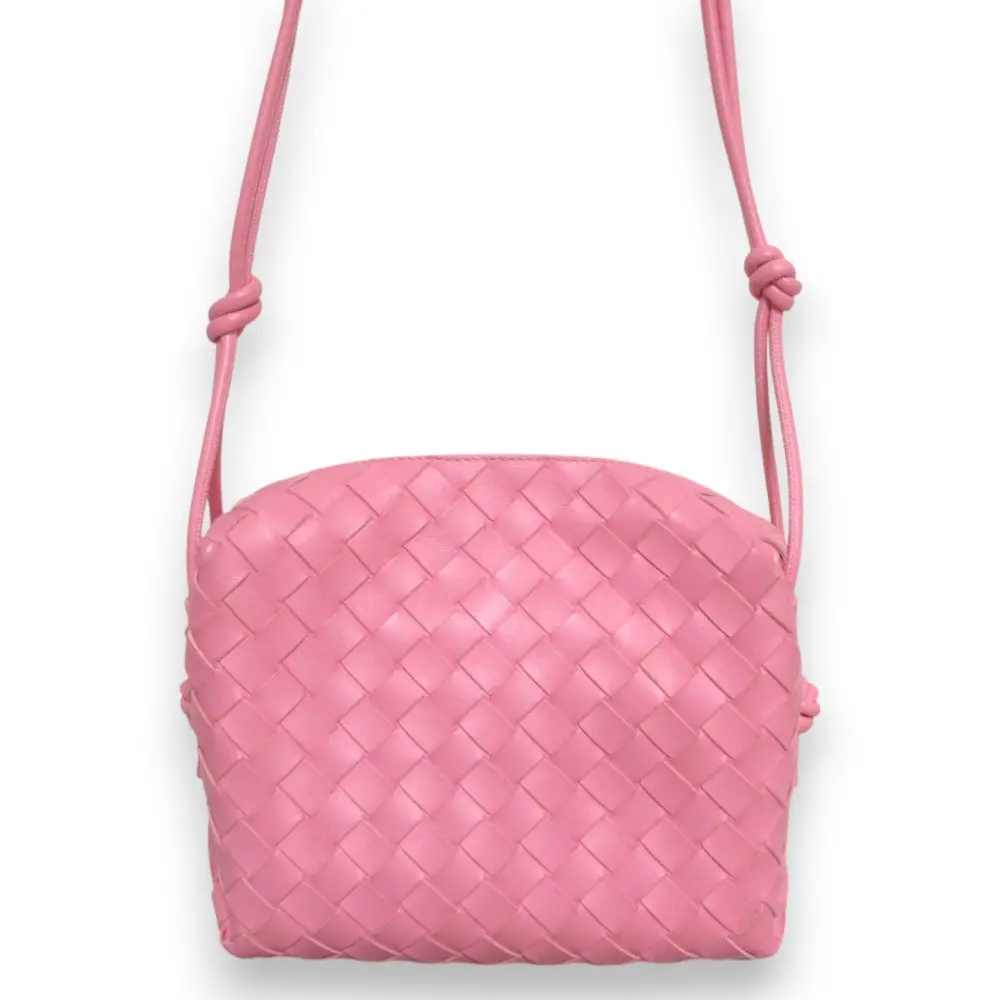 BOTTEGA VENETA ボッテガヴェネタ スモールループ イントレチャートレザー カメラバッグ ショルダーバッグ ピンク