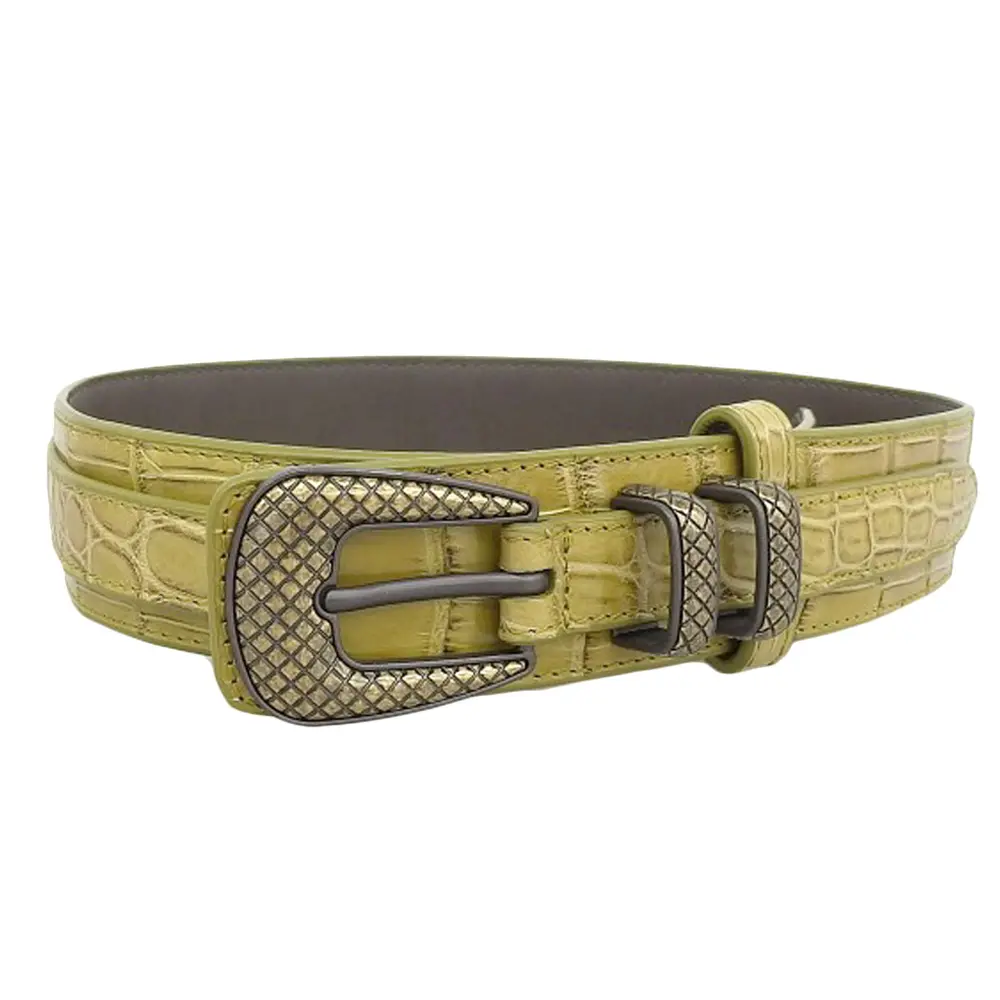 Bottega Veneta ボッテガヴェネタ クロコダイルレザー ベルト 65cm イエロー系