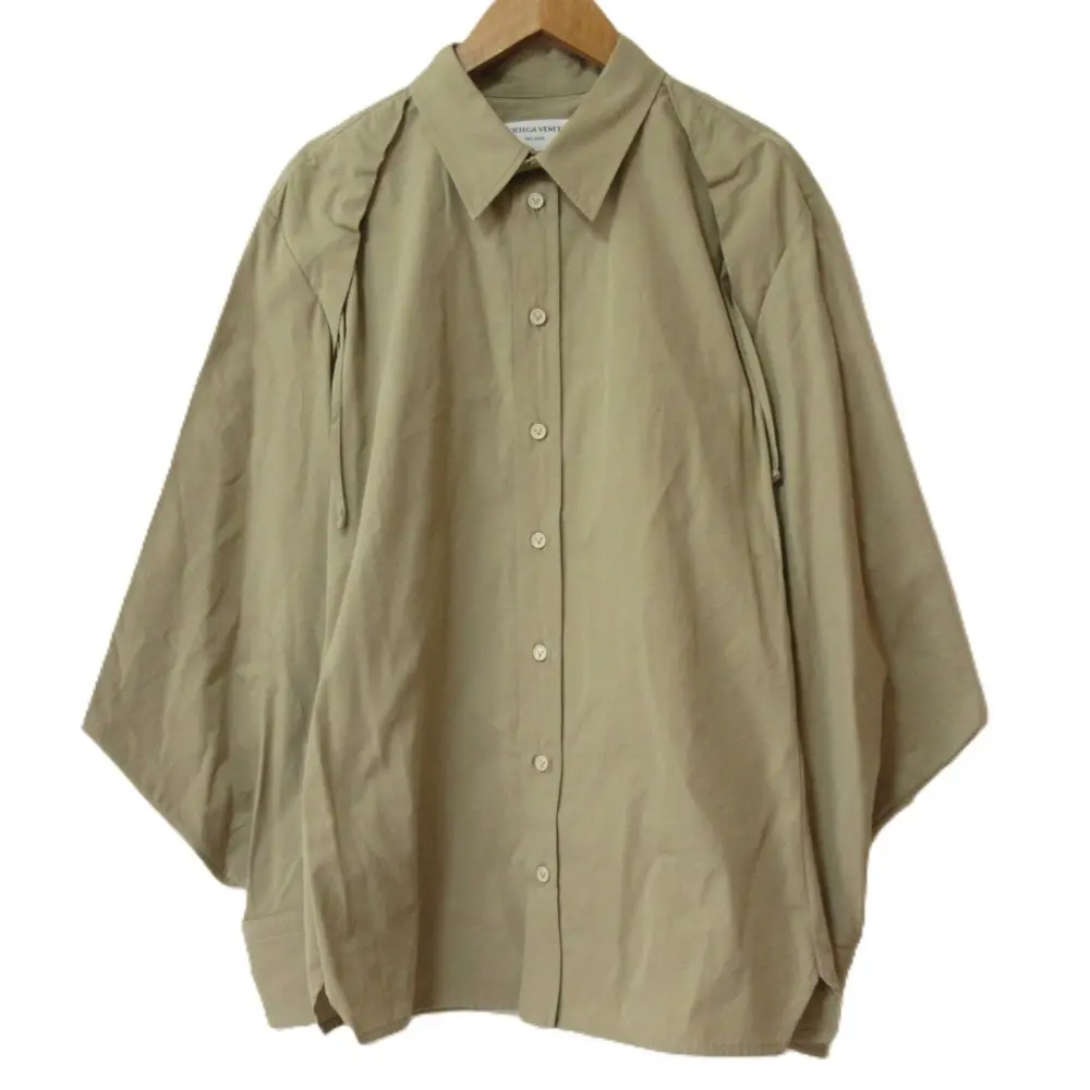 20AW BOTTEGA VENETA ボッテガヴェネタ デザインショルダー 長袖 ブラウス シャツ 638350 VA5Y0 サイズ36 ベージュ