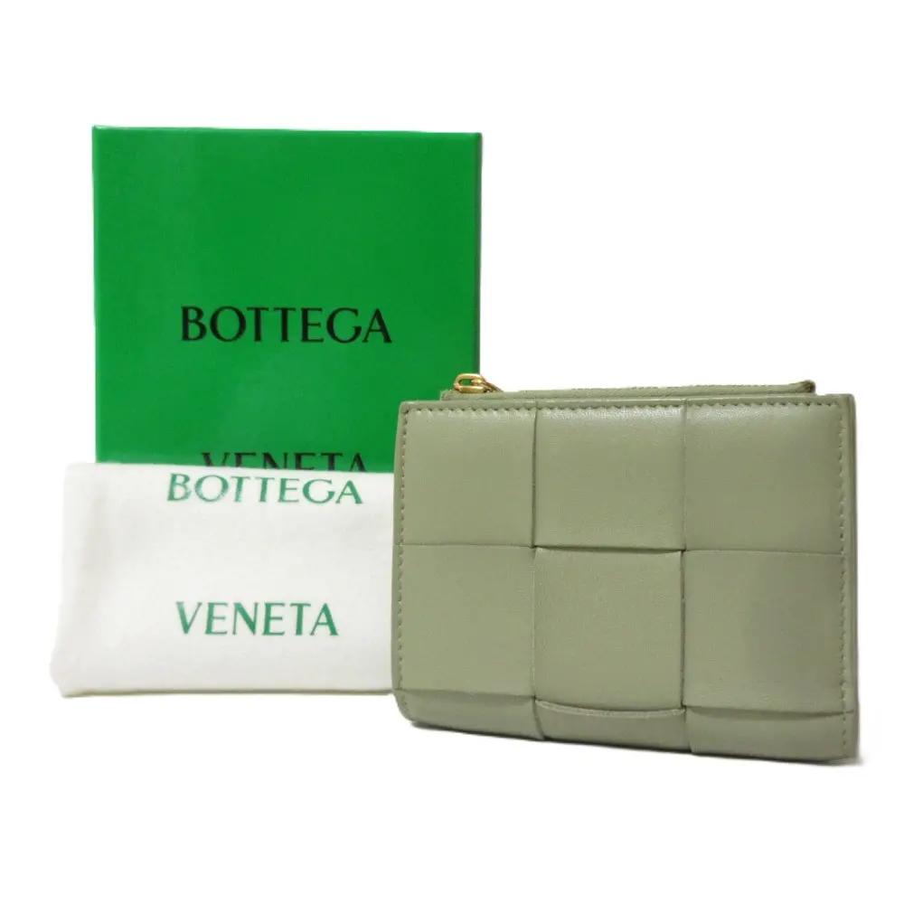 BOTTEGA VENETA ボッテガヴェネタ カセット スモール 二つ折り財布 ジップウォレット トラバーチン