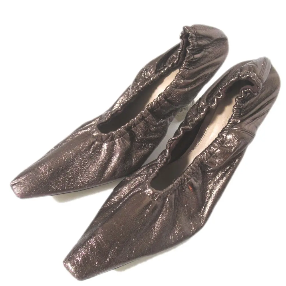 BOTTEGA VENETA ボッテガヴェネタ クリアヒール ギャザー パンプス サイズ37 約24cm ブロンズカラー