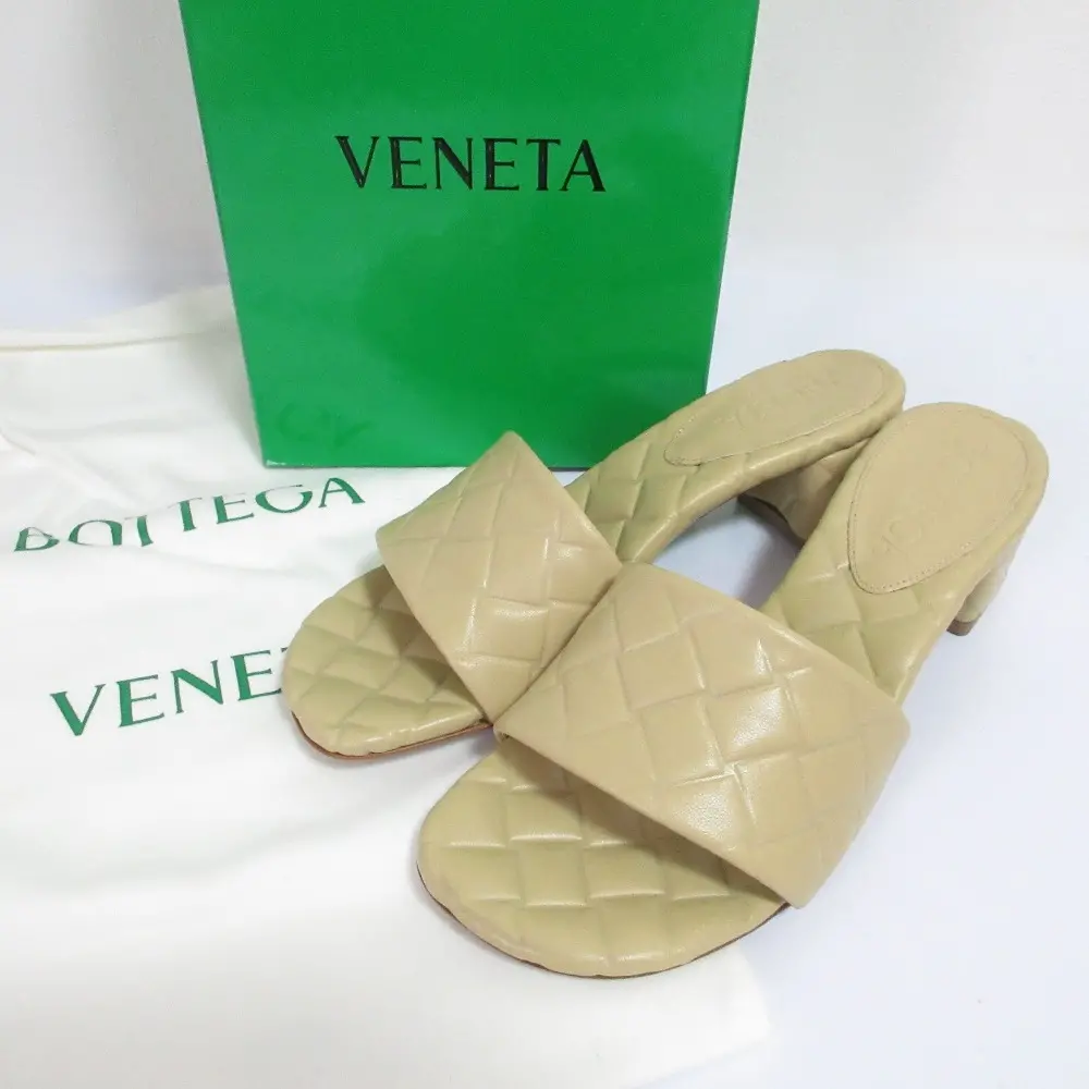 BOTTEGA VENETA ボッテガヴェネタ エイミー イントレチャート型押し ミュールサンダル 36 23cm相当 ベージュ