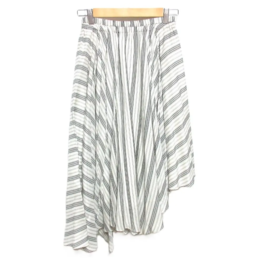20SS BRUNELLO CUCINELLI ブルネロクチネリ ストライプ柄 シルクブレンド イージーウエスト アシンメトリースカート 38 ホワイト系