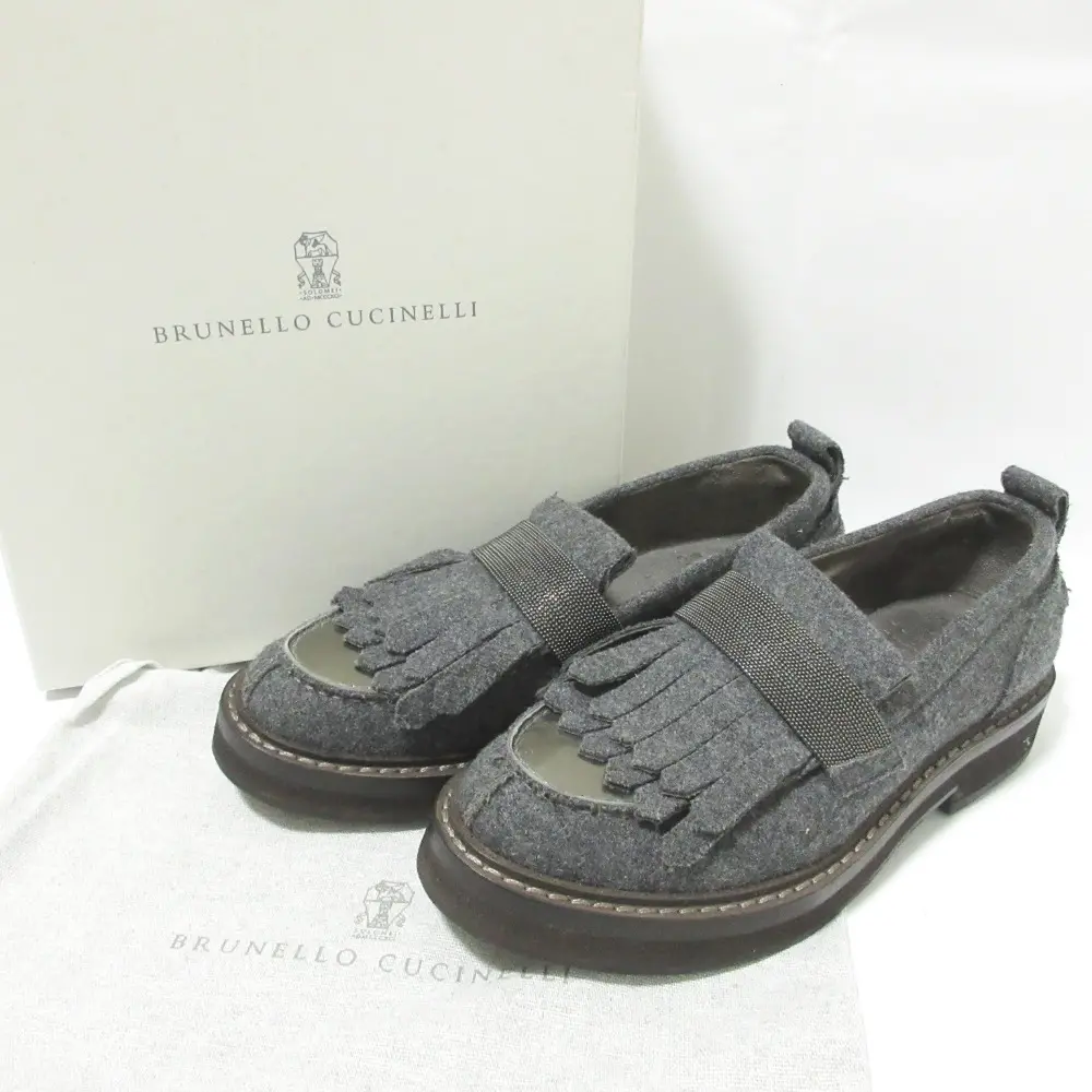 BRUNELLO CUCINELLI ブルネロクチネリ モニーレ フェルト タッセル ローファー シューズ 37 約23.5cm グレーの買取実績【2024年9月買取】