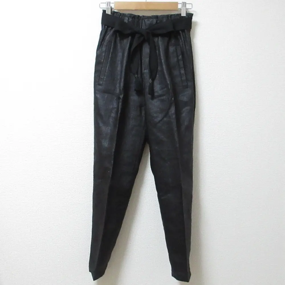 BRUNELLO CUCINELLI ブルネロクチネリ イージーウエスト リネンタックテーパードパンツ 36 XSサイズ ブラック