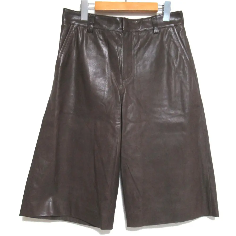 20AW BRUNELLO CUCINELLI ブルネロクチネリ ラムレザー ハーフパンツ ショートパンツ I42サイズ ブラウン