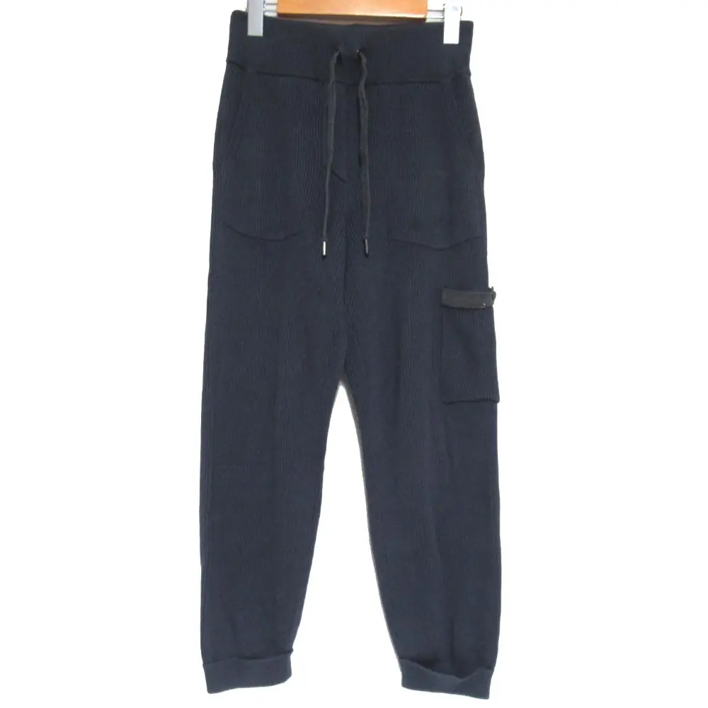 23AW BRUNELLO CUCINELLI ブルネロクチネリ モニーレ装飾 ドローストリング イージーウエスト リブニットパンツ XXS グレー