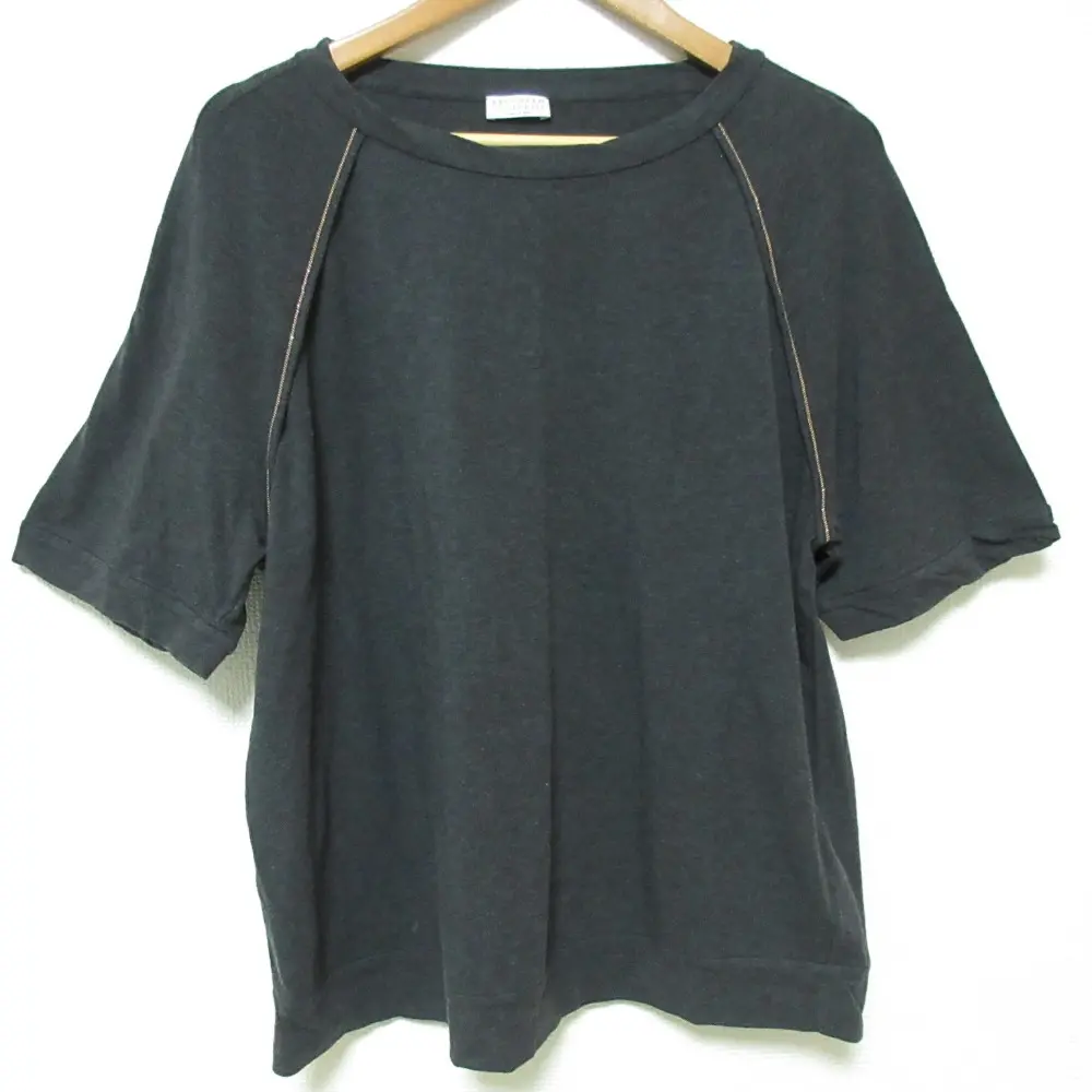 BRUNELLO CUCINELLI ブルネロクチネリ モニーレ装飾 ストレッチ ショートスリーブ カットソー サイズM グレー