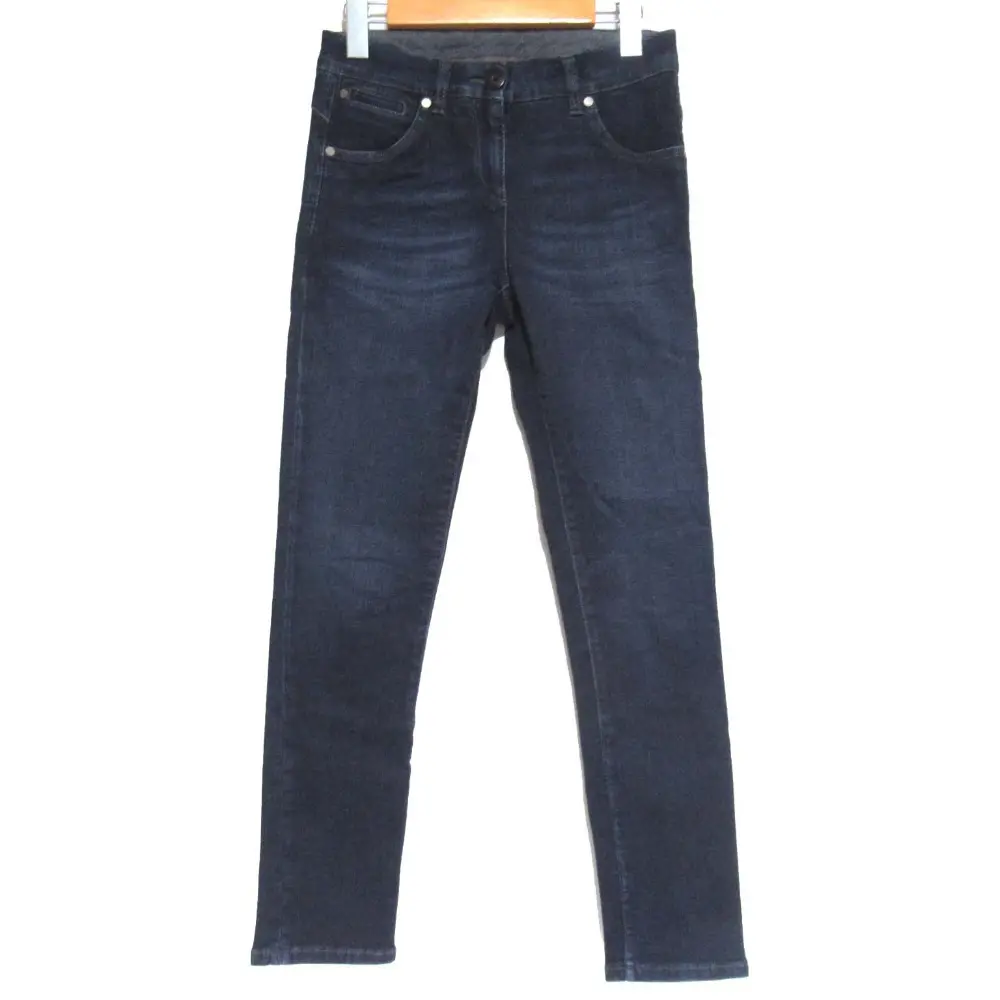 BRUNELLO CUCINELLI ブルネロクチネリ レザーパッチ ストレッチ スキニージーンズ デニムパンツ サイズI38 インディゴブルー