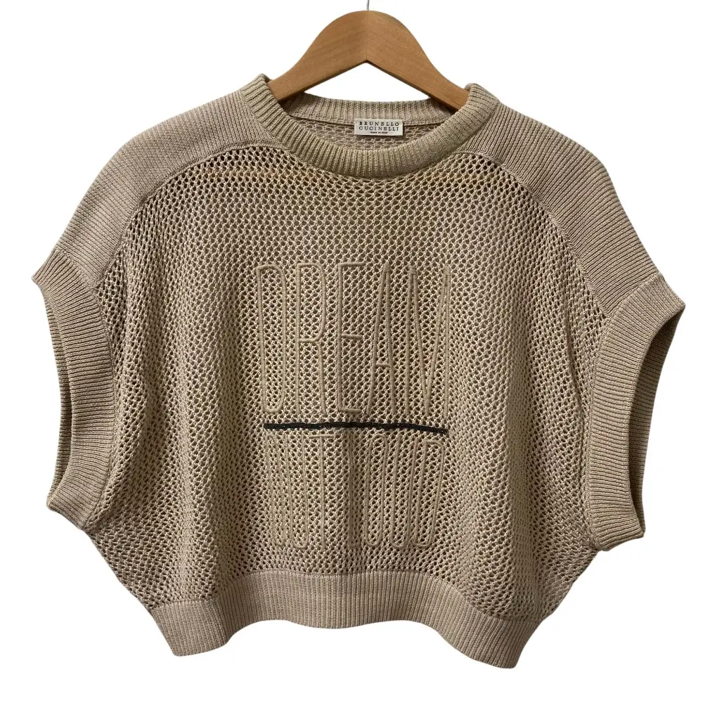 23SS BRUNELLO CUCINELLI ブルネロクチネリ ショートスリーブ ワイド ニットカットソー サイズXXS ベージュ
