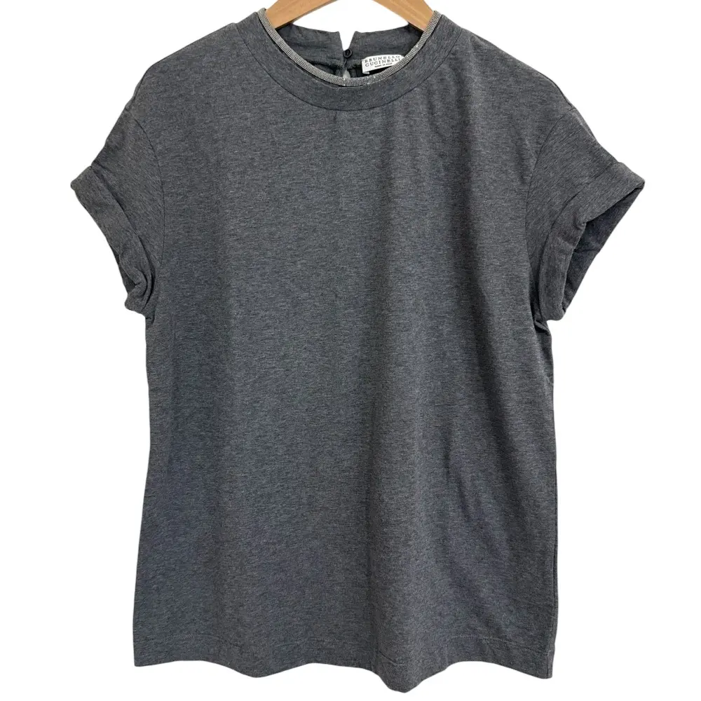 BRUNELLO CUCINELLI ブルネロクチネリ モニーレ装飾ネック Tシャツ カットソー サイズXS グレー