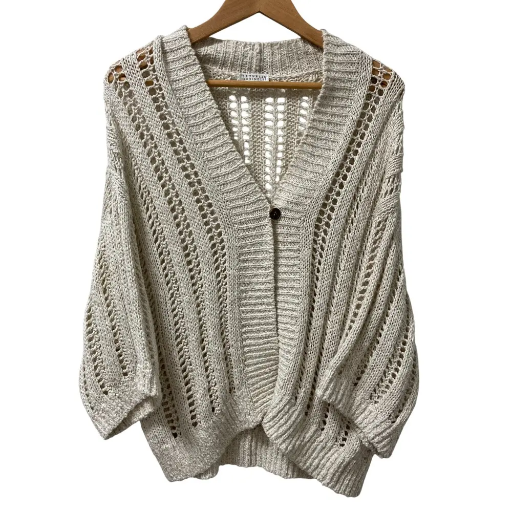 22AW BRUNELLO CUCINELLI ブルネロクチネリ スパンコール クロシェニット カーディガン サイズM アイボリーの買取実績【2025年8月買取】