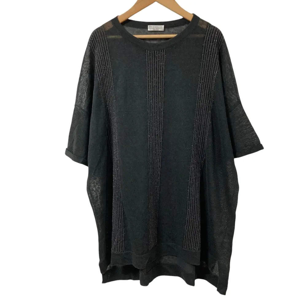 BRUNELLO CUCINELLI ブルネロクチネリ モニーレ装飾 チュニックニットカットソー サイズM チャコールグレー