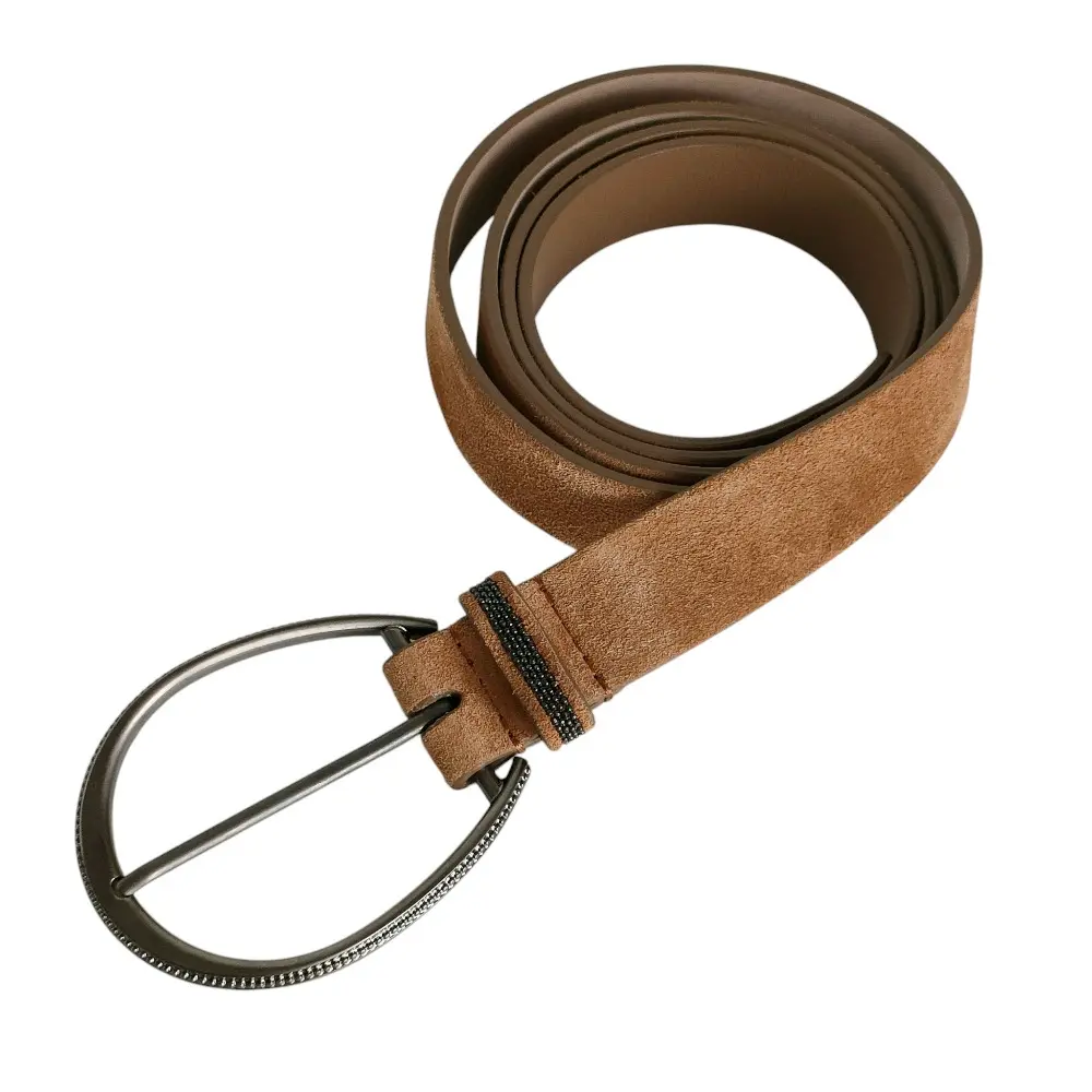 Brunello Cucinelli ブルネロクチネリ モニーレ スエードレザー ピンバックルベルト Ｓ ブラウンベージュ