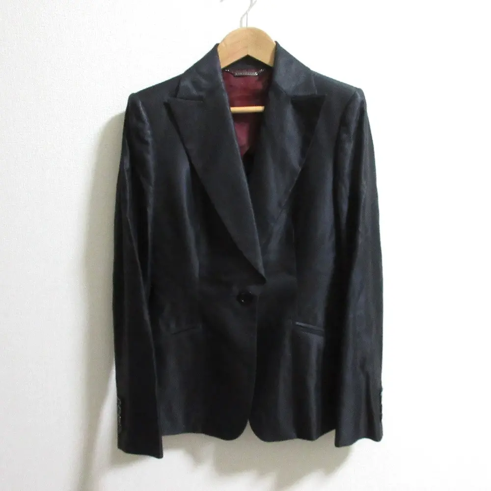 BURBERRY BLACK LABEL バーバリーブラックレーベル 光沢 シングル テーラードジャケット サイズ38 ブラック