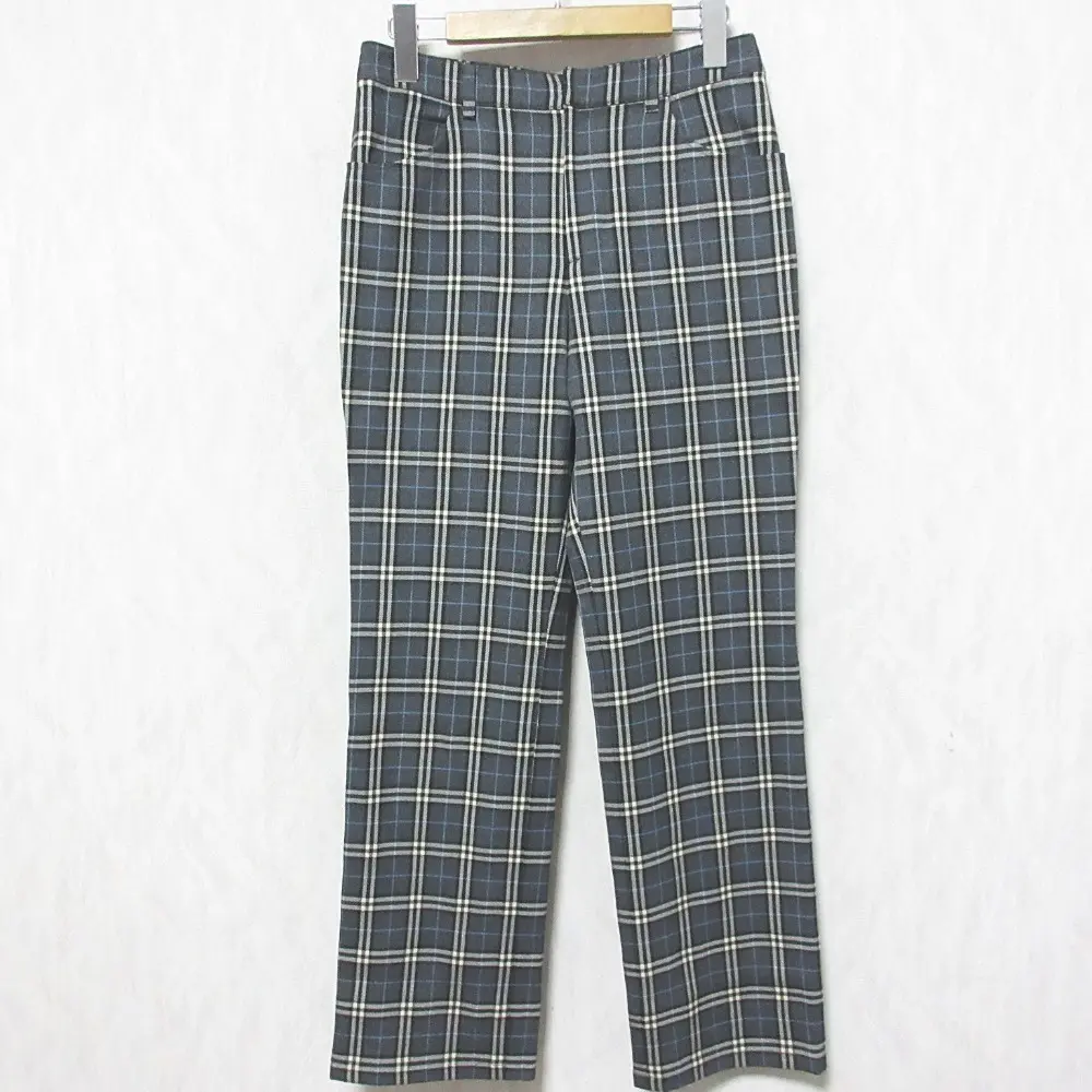 BURBERRY BLUE LABEL バーバリーブルーレ－ベル ヴィンテージ ウール チェック柄 ストレートパンツ スラックス 38 グレー