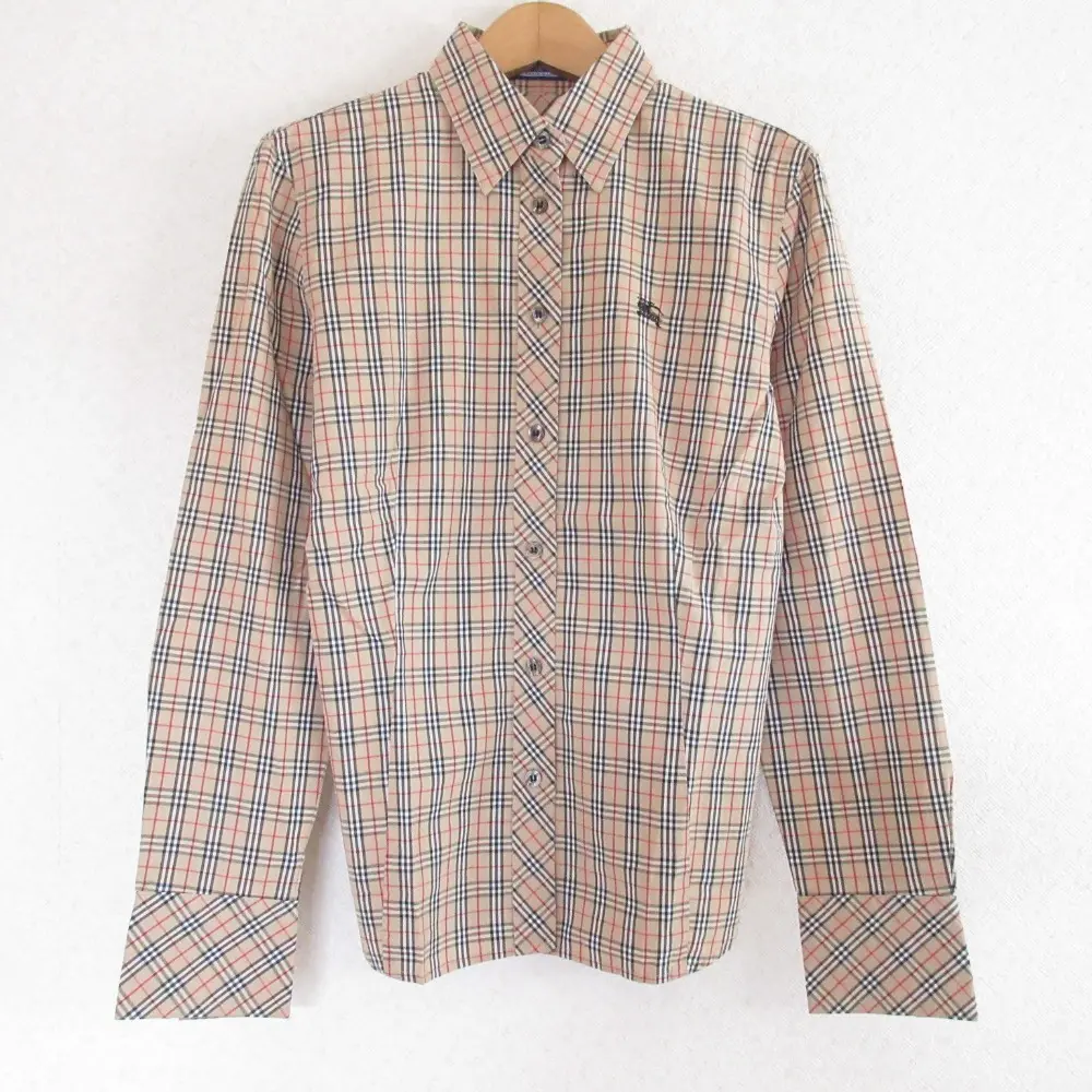 BURBERRY BLUE LABEL バーバリーブルーレーベル ノバチェック柄 ロングスリーブ 長袖 シャツ ブラウス 38 ベージュ系