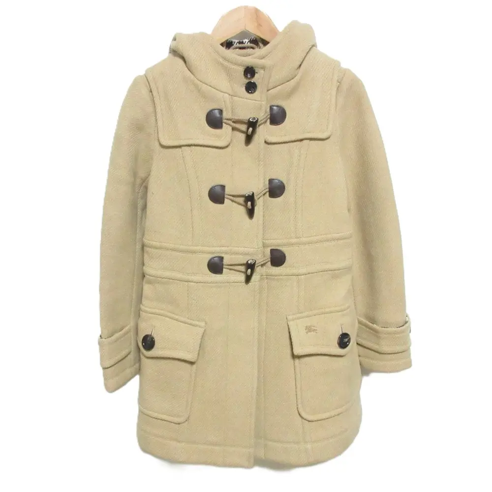 【美品】バーバリーブルーレーベル ダッフルコート ノバチェック ホワイト 38 BURBERRY BLUE LABEL バーバリーブルーレーベル ノバチェック柄