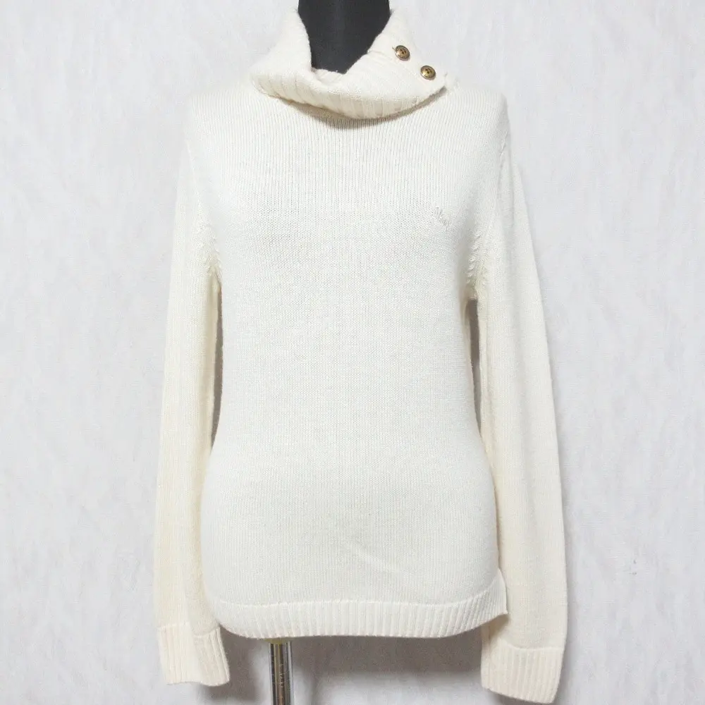 BURBERRY BLUE LABEL バーバリーブルーレーベル ロゴ 刺繡 タートルネック ニット プルオーバー セーター 38 オフホワイト