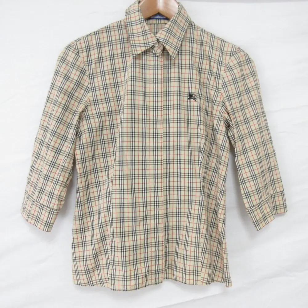 【美品】バーバリーブルーレーベル ブラウス ノバチェック 36 ベージュ バーバリー ブルーレーベル レディース 長袖シャツノバチェック